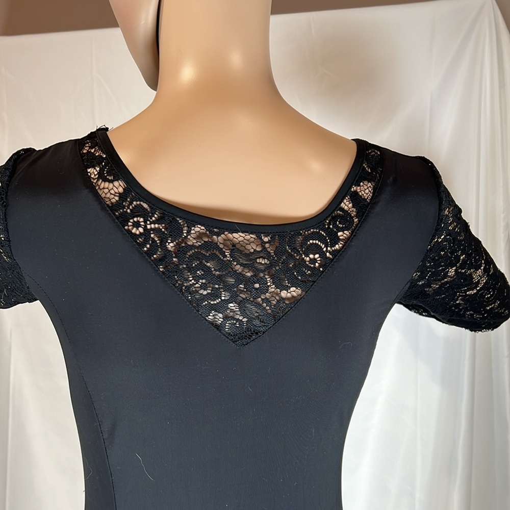 DANCE 💃🏻 PRACTICE DRESS IN BLACK WITH LACE PANELS & SLEEVES 🤩😍 - Picture 5 of 5